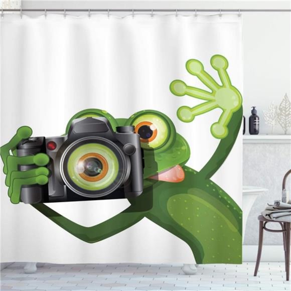 Other - Funny Photographer Merry Green Frog Cloth Fabric Bathroom Decor Set with Hooks